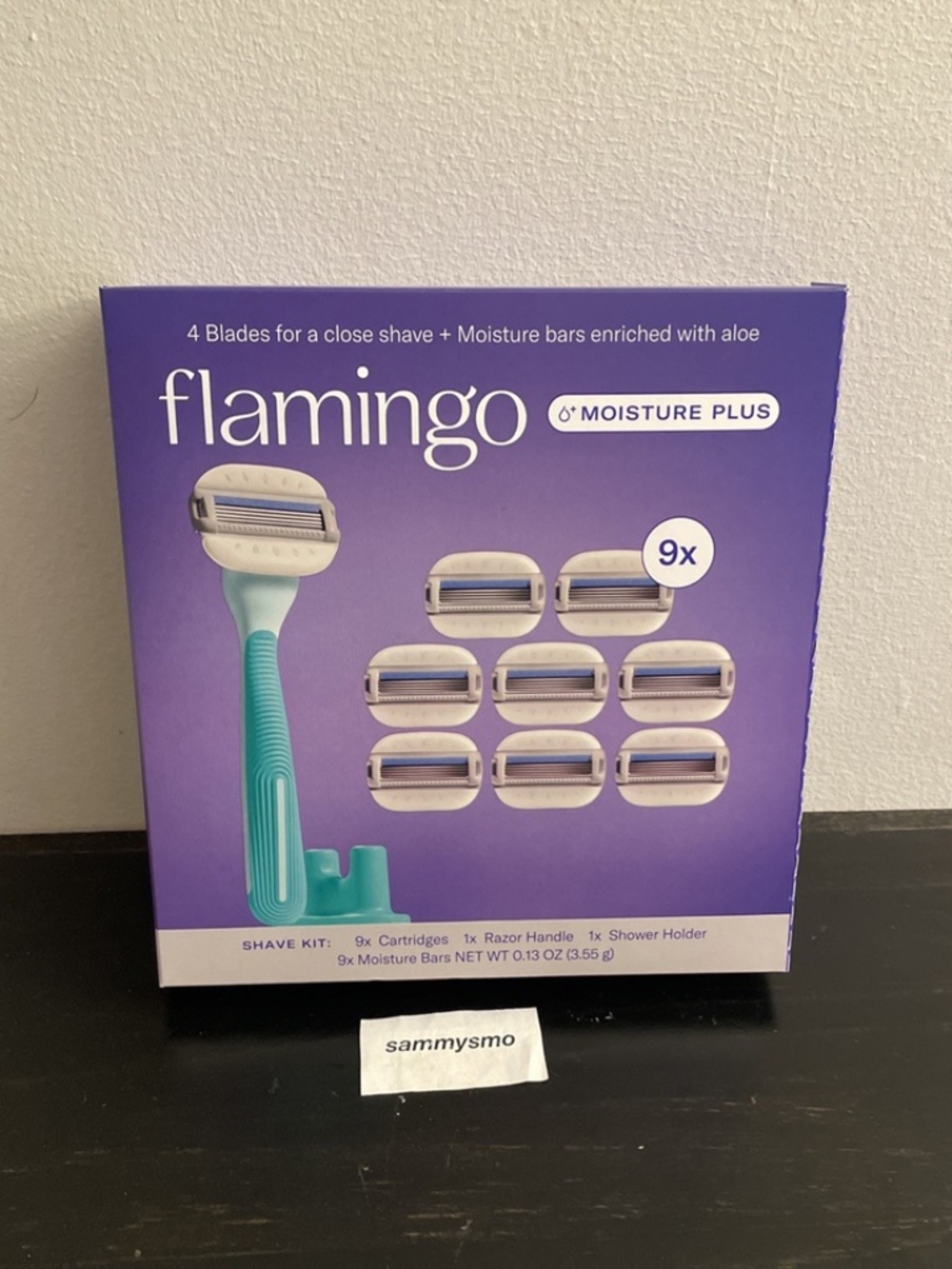 Flamingo Moisture Razor Shaving set, 9 Cartridges, 1 Razor Handle, Moist bar